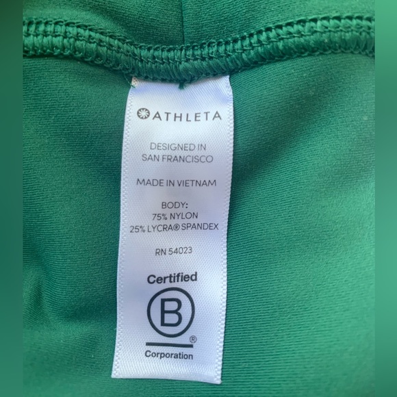 Athleta Legings Green With Flowers Side Pockets Women’s Size M - Picture 11 of 11